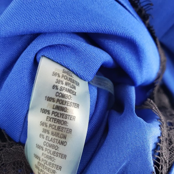 Guess Strapless Fit & Flare Dress 2 Embellished Beaded Lace Trim Sweetheart Blue - Picture 10 of 10